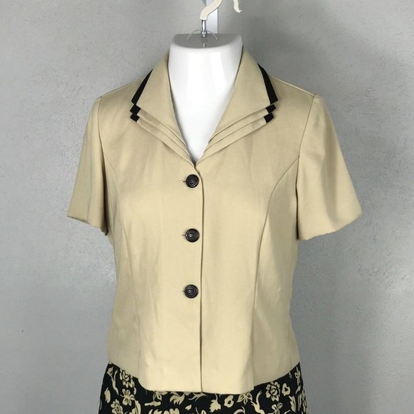 Danny & Nicole Blazer & Skirt Classy Beige & Black Outfit Suit Set ~ Sz 10P - Picture 3 of 9